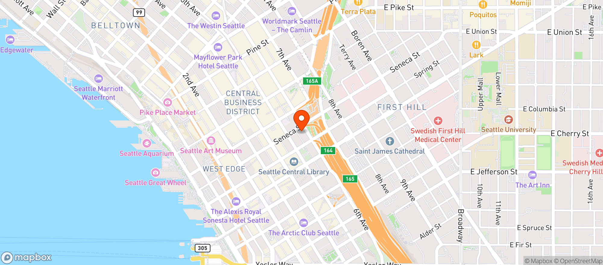 Map showing Crowne Plaza #8325
