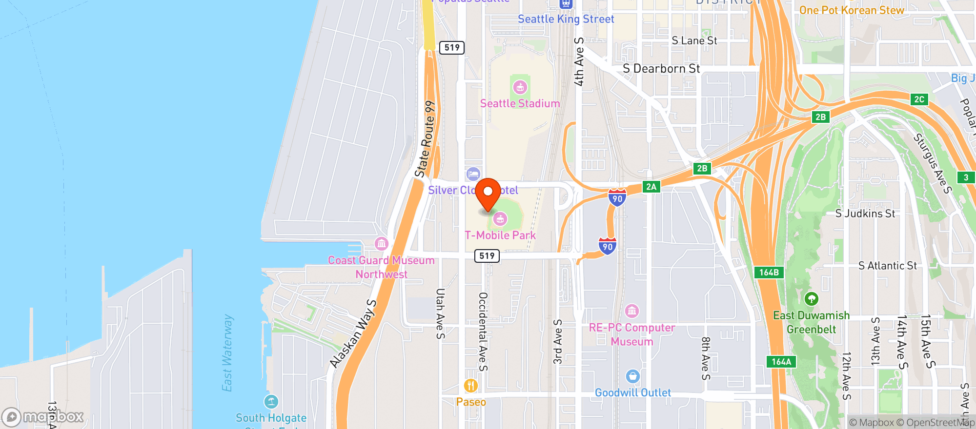 Map showing Sodexo Live! At T Mobile Park