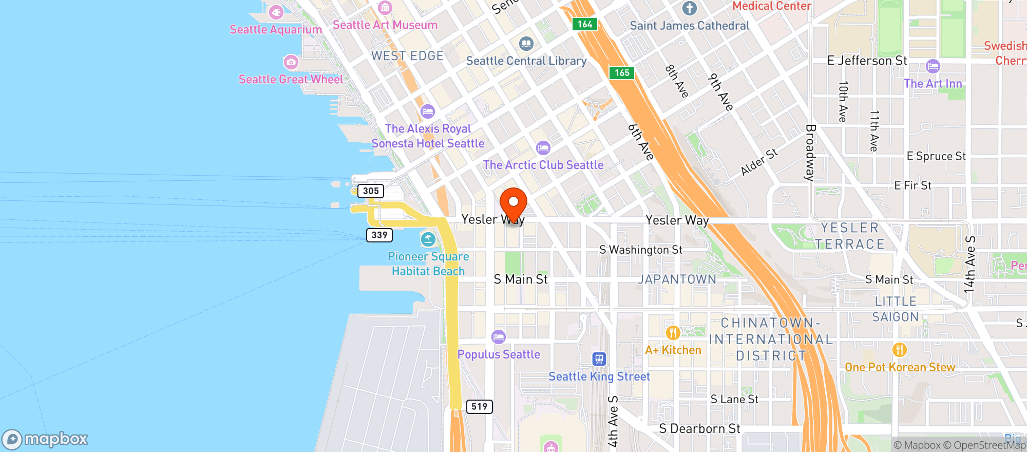 Map showing Parlour Pioneer Square