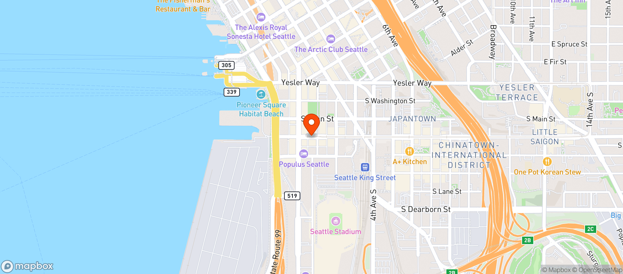 Map showing Temple Billiards