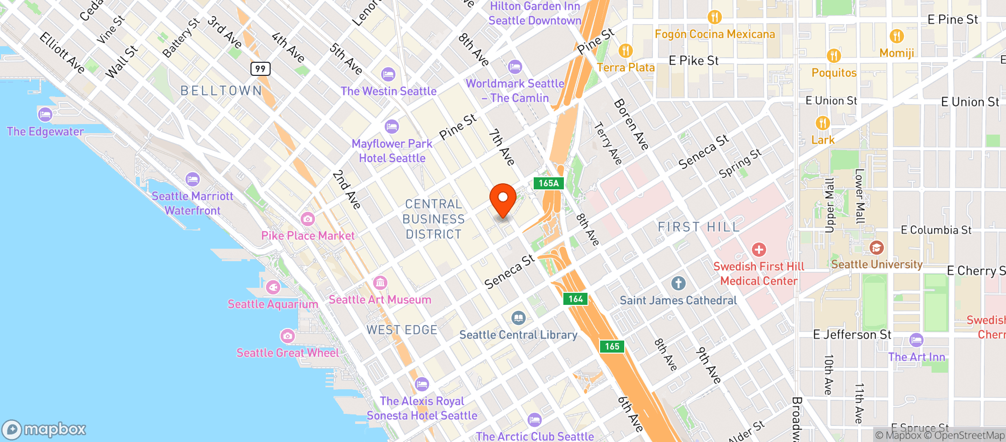 Map showing DOWNTOWNDELIMARKET