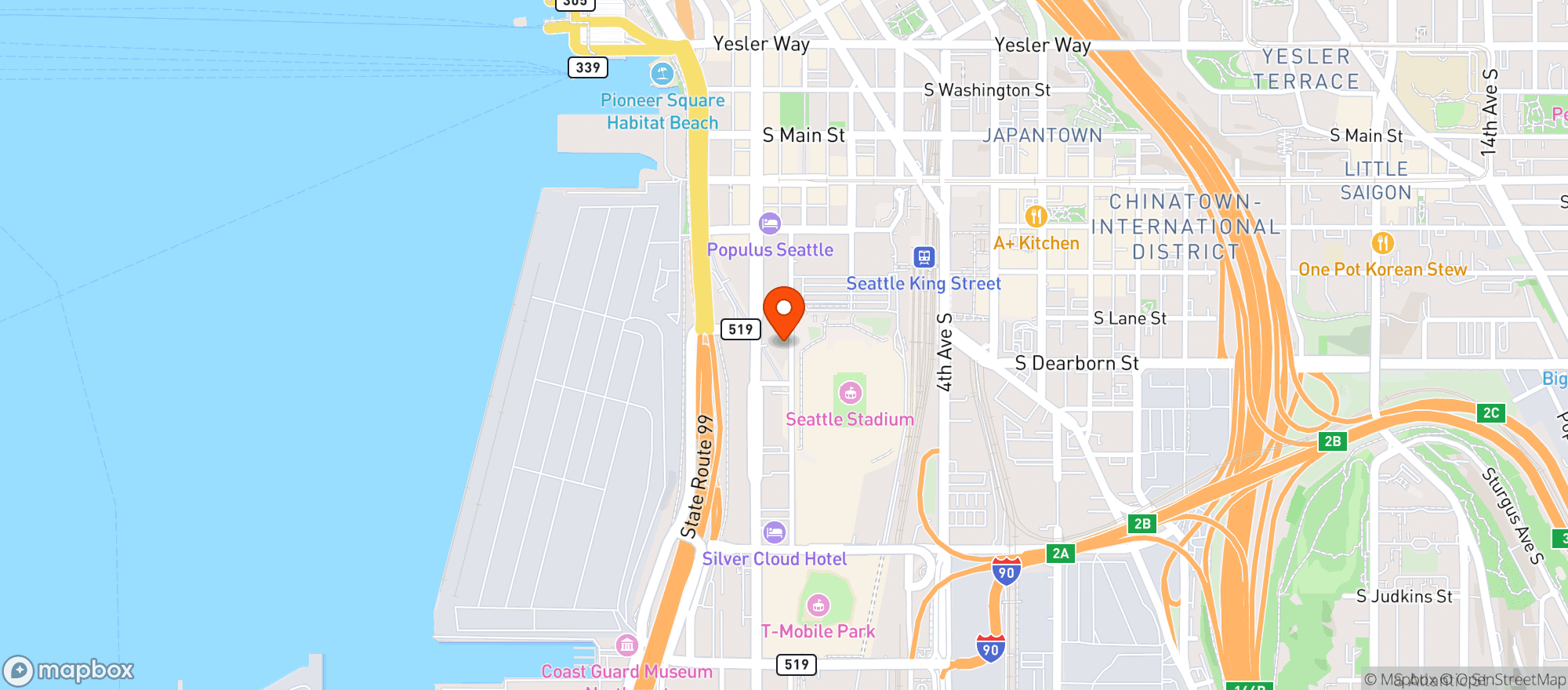 Map showing Occidental Hall