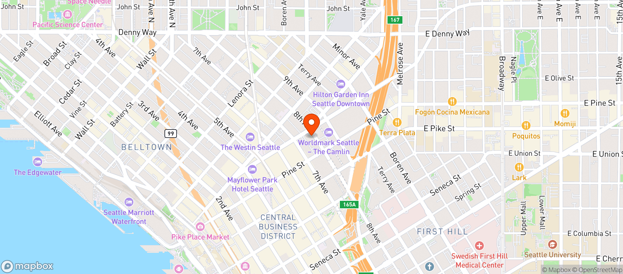 Map showing Hyatt At Olive8