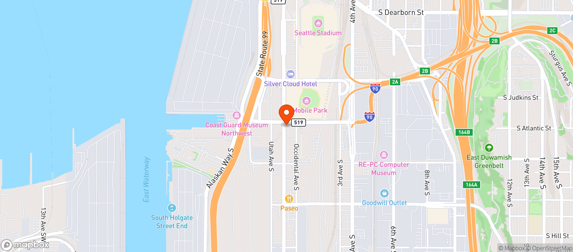 Map showing Tony Ts Sports Lounge
