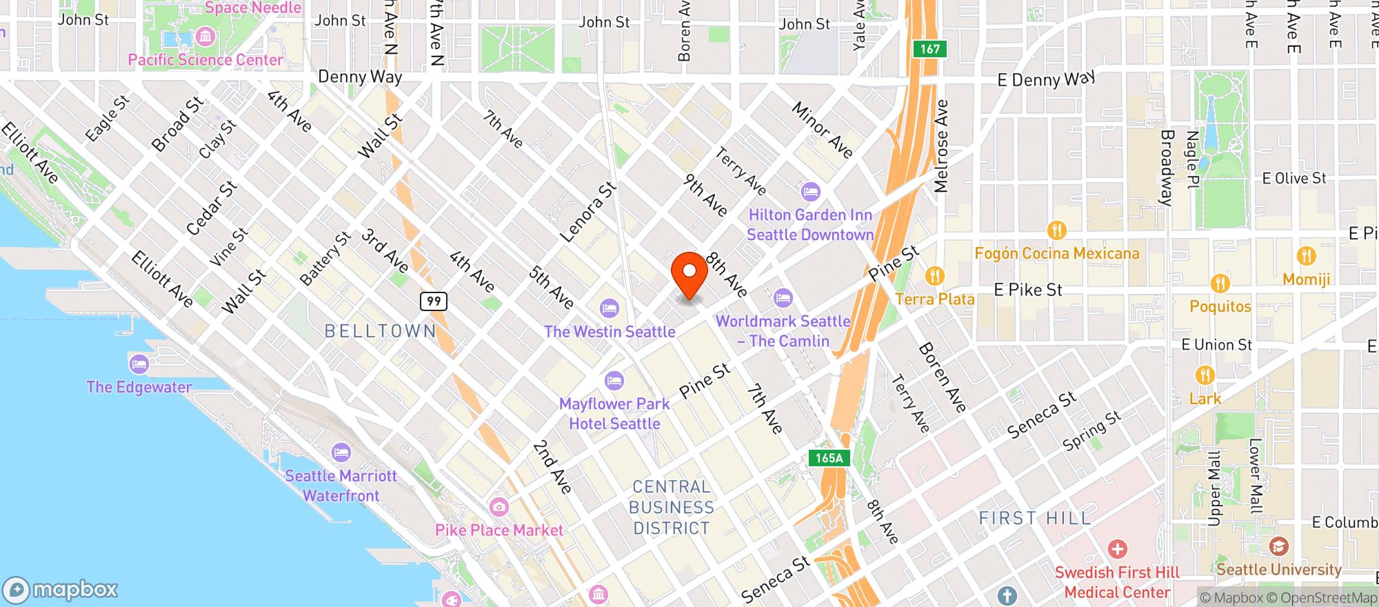 Map showing Downtown Spirits