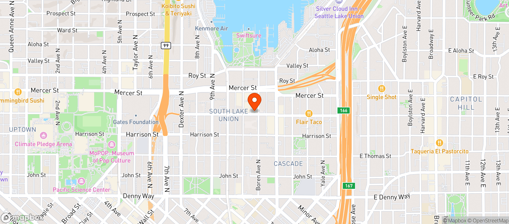 Map showing Moxy Hotel