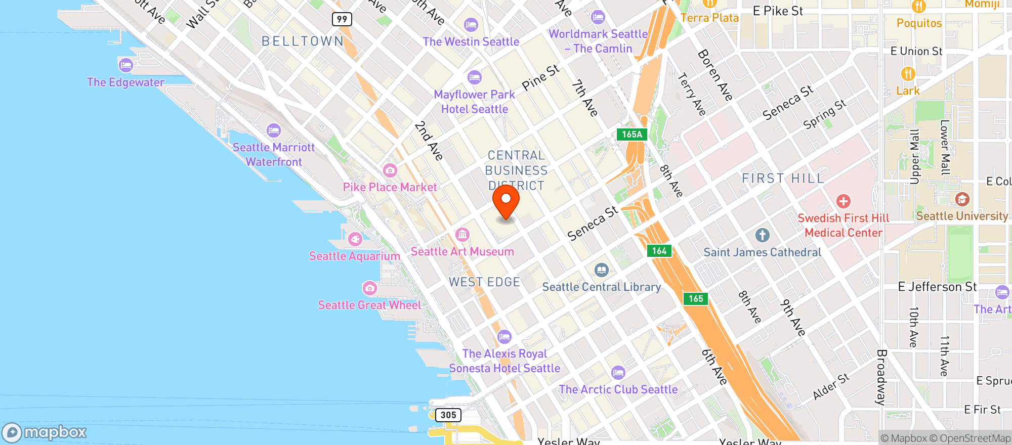 Map showing Benaroya Hall