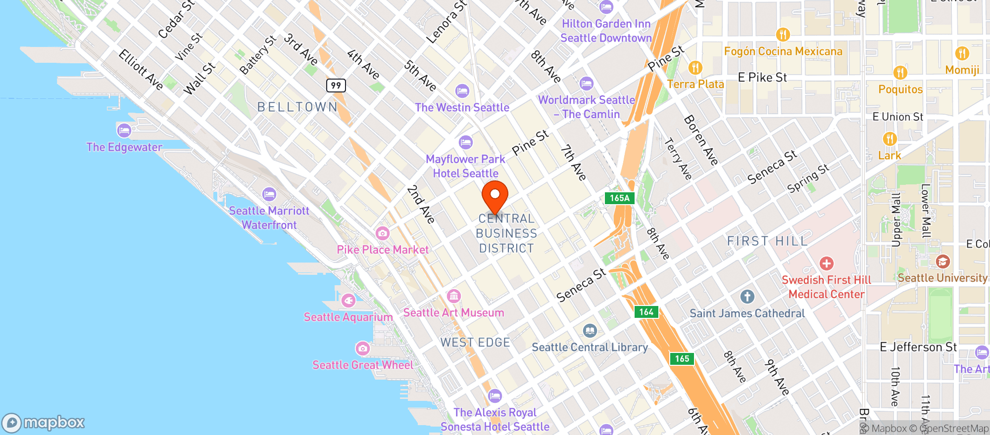 Map showing Bourbon Steak