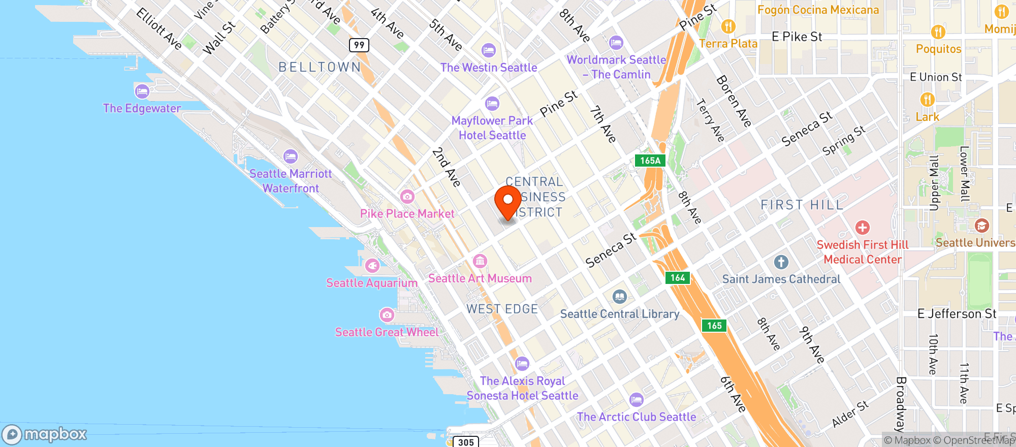 Map showing The Triple Door