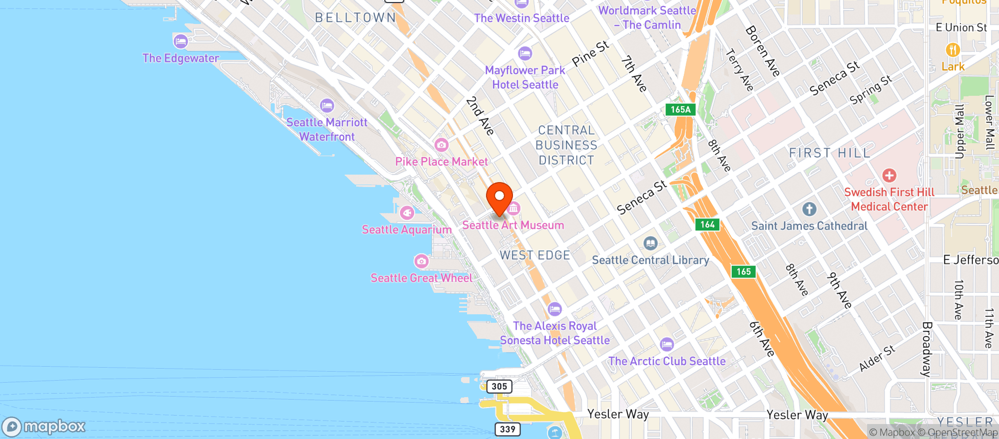 Map showing Fran's Chocolates - Downtown
