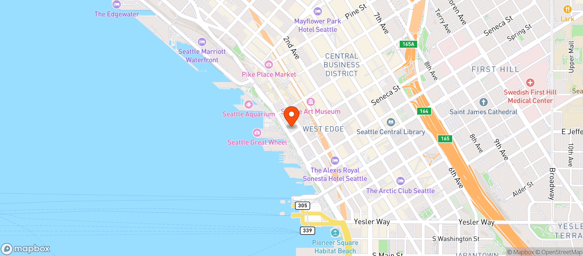 Map showing Waterfront Deli Market