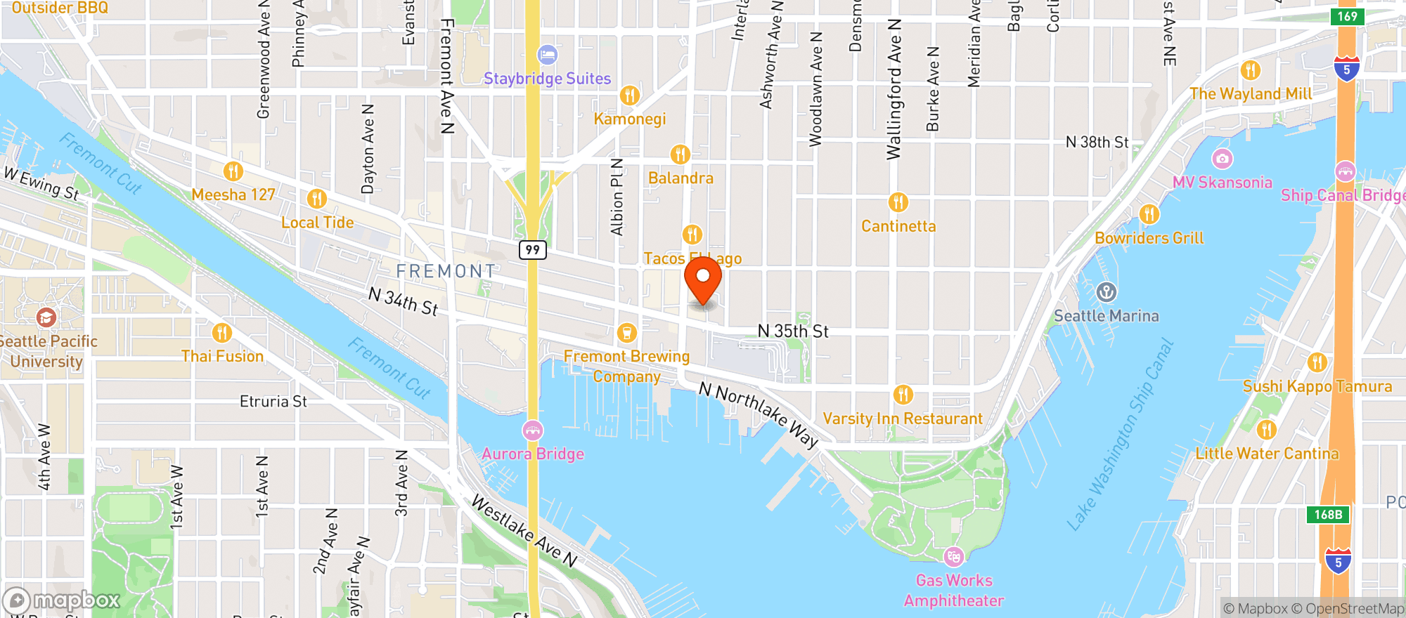 Map showing The Whale Wins