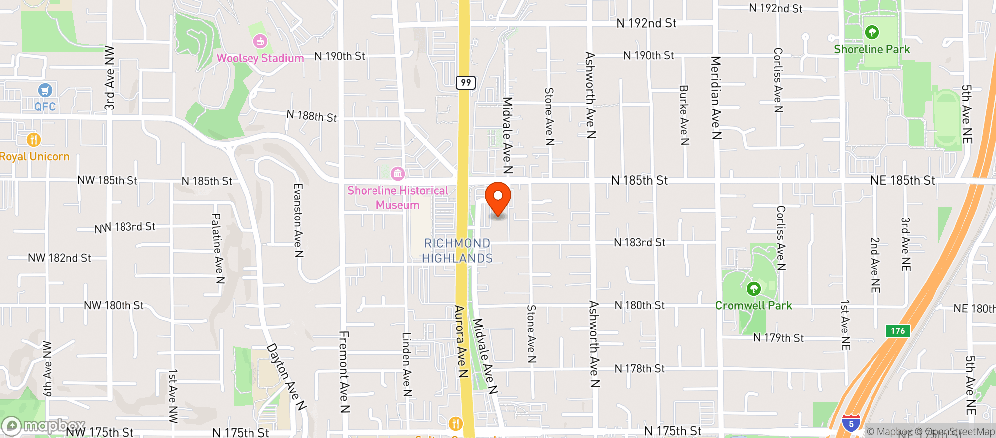 Map showing Thai Bistro In Shoreline