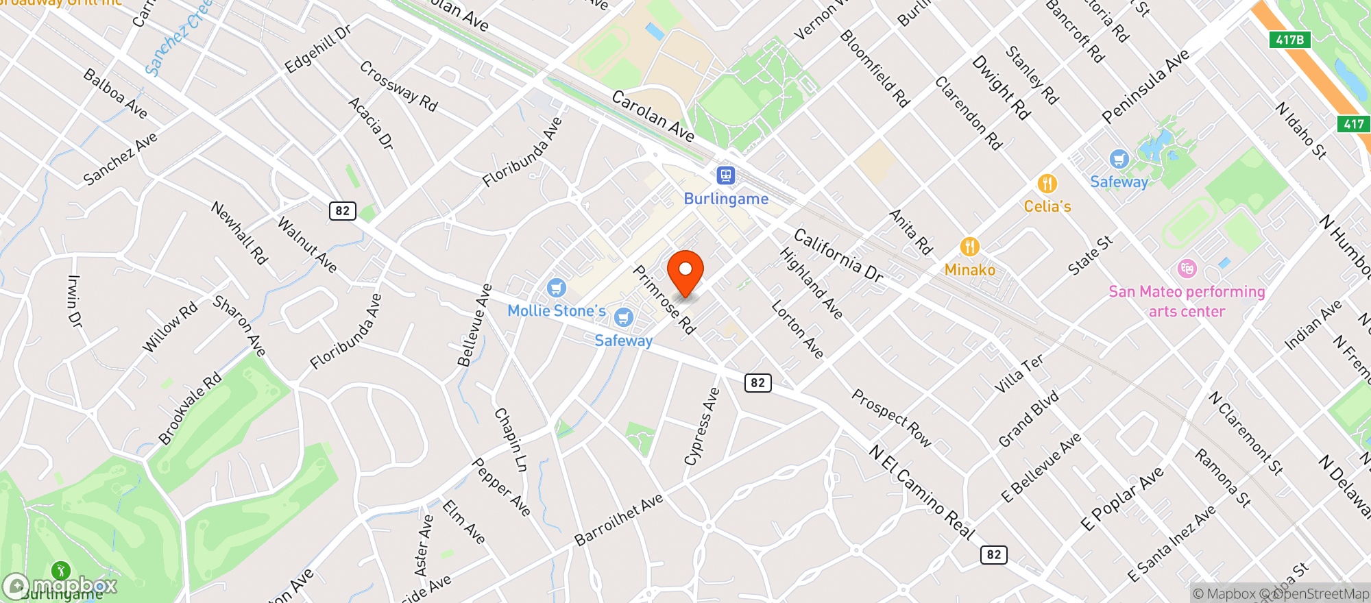 Map showing Park & Howard Bistro