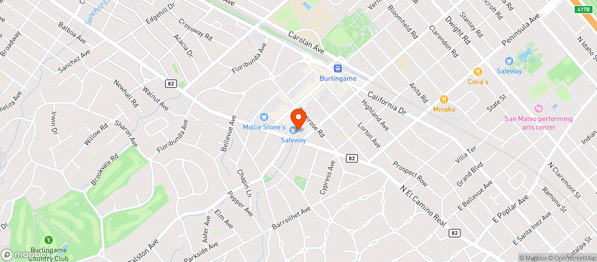 Map showing Safeway