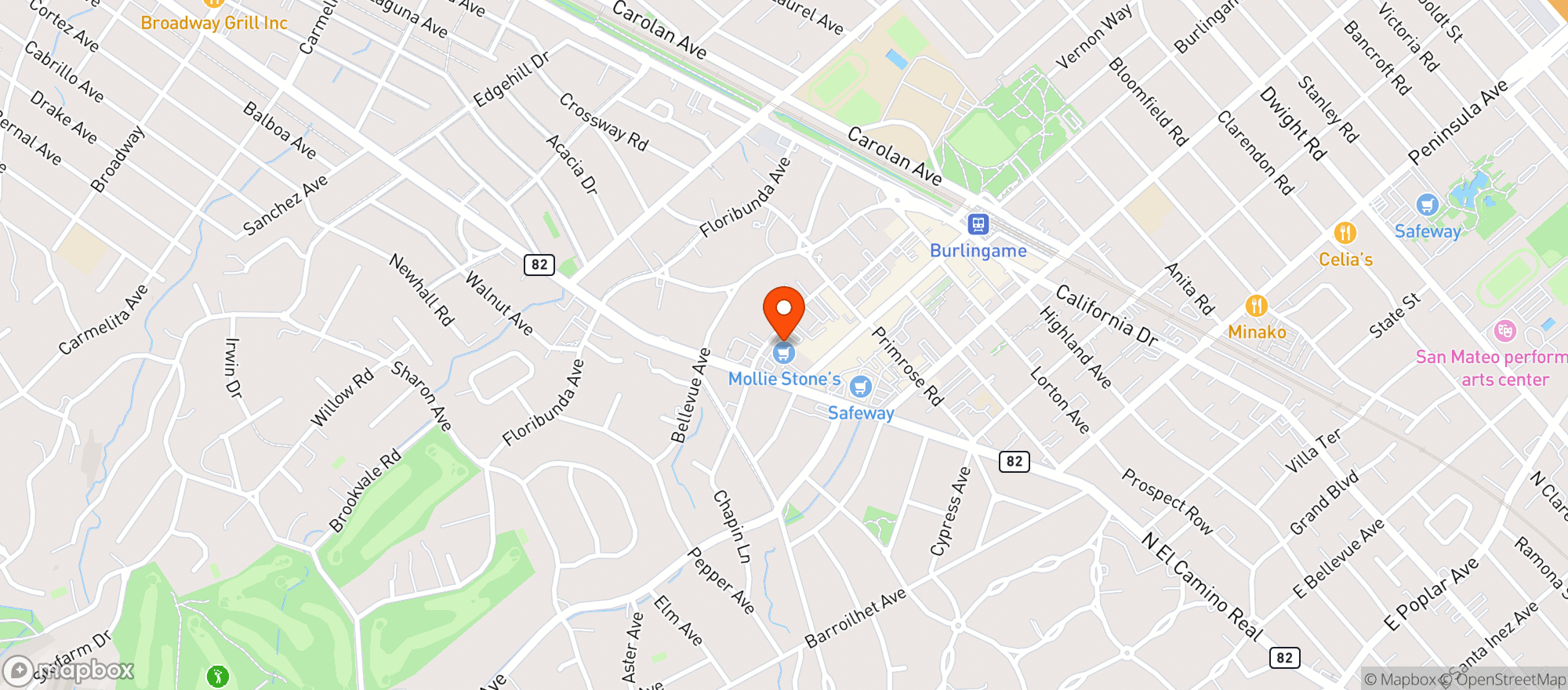 Map showing Mollie Stone's Markets - Mollie Stones Markets (Burlingame) - 00808006