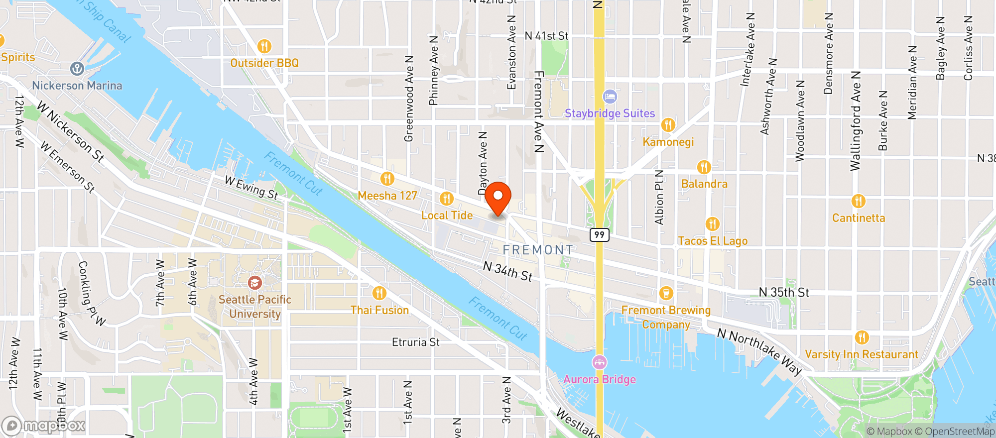 Map showing Red Star Taco Bar