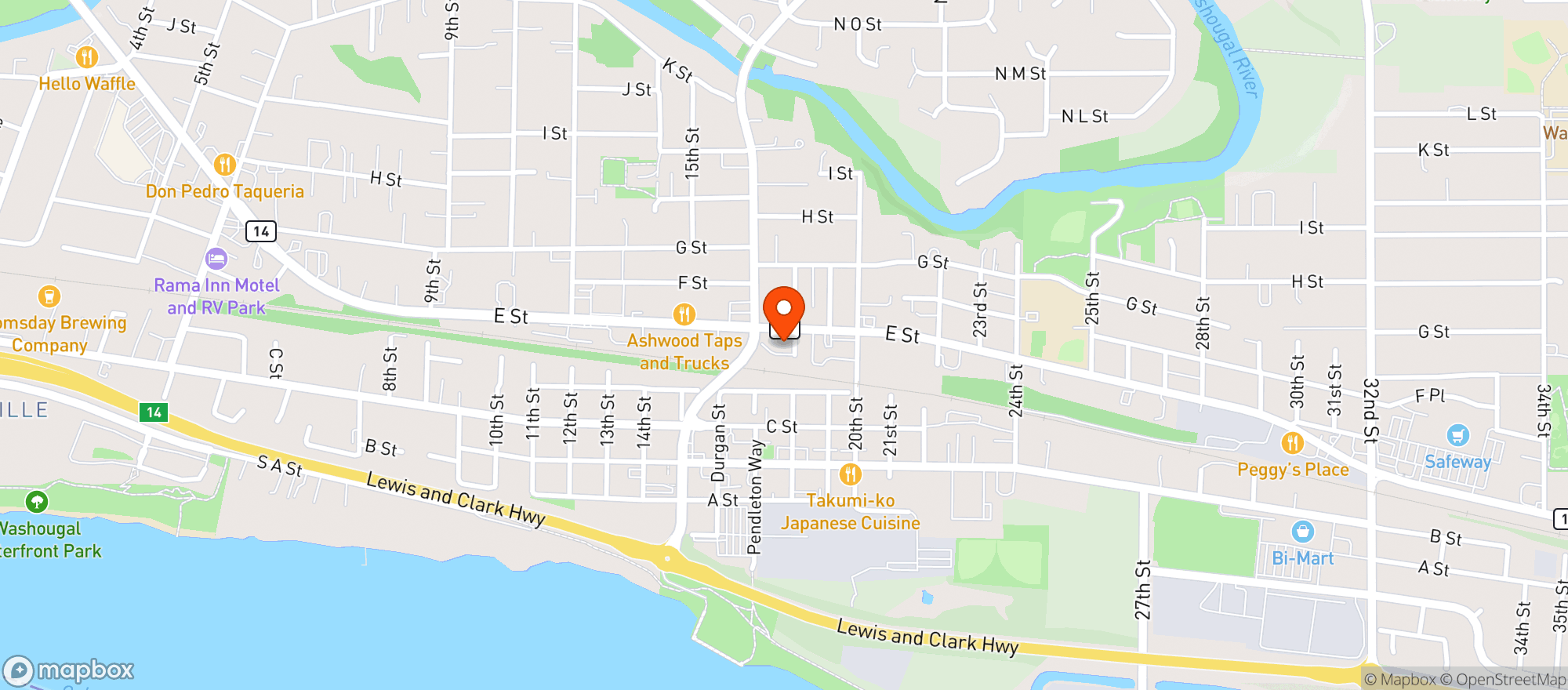 Map showing Washougal Food Center