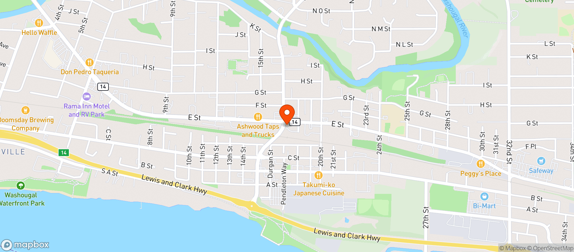 Map showing Mary Jane’s House of Glass - Washougal
