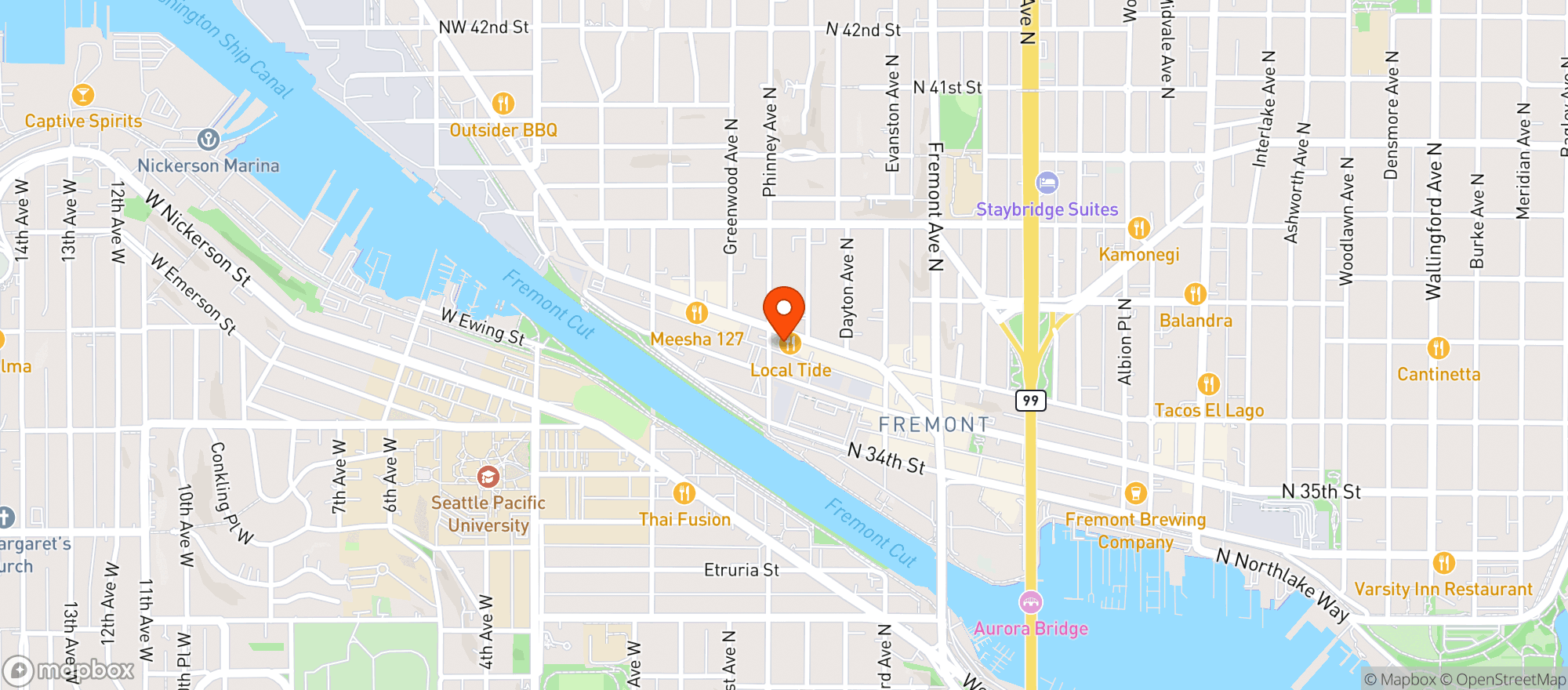 Map showing Aslan Seattle