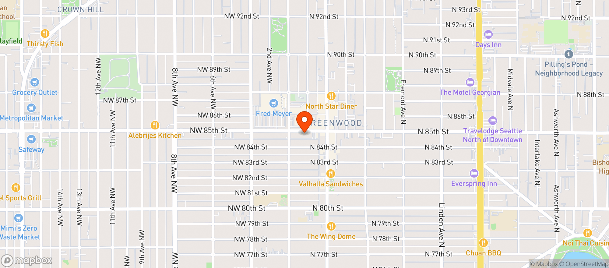 Map showing The Cozy Nut
