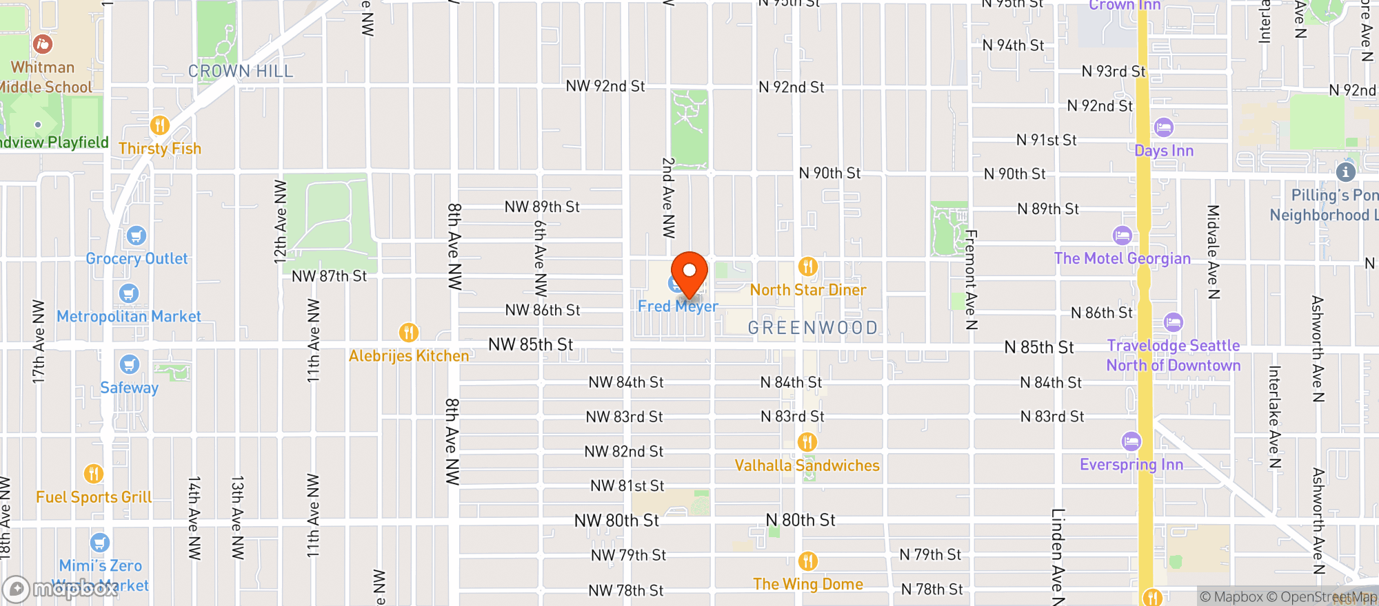 Map showing Fred Meyer