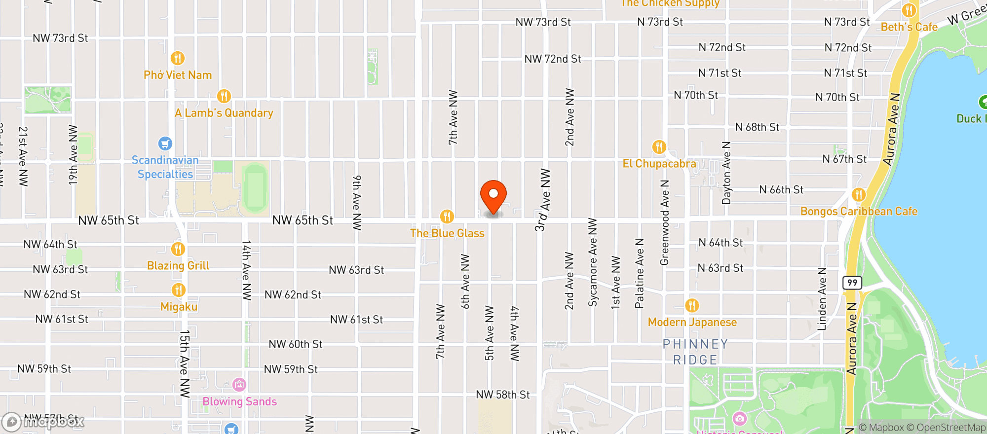 Map showing Tin Hat Bar & Grill