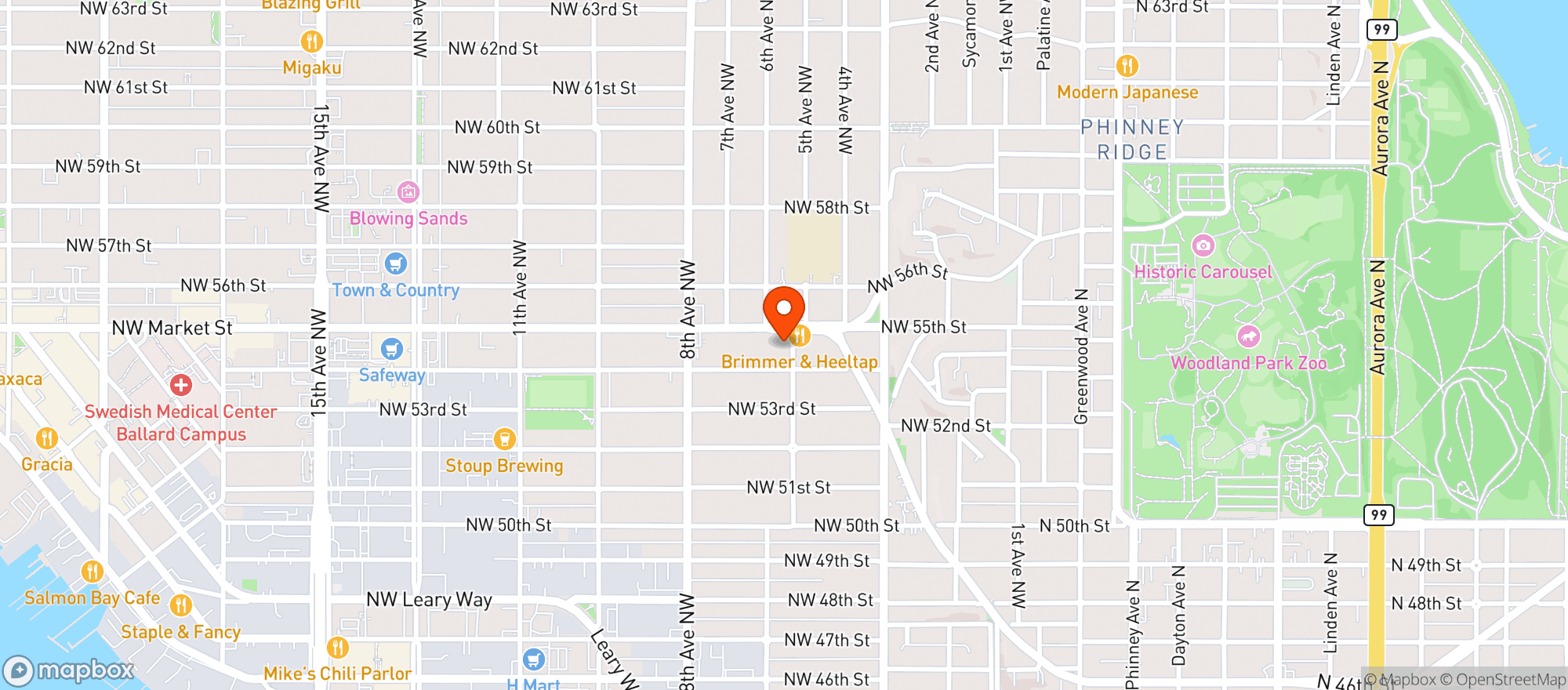 Map showing Halfseas Wine + Bottle Shop