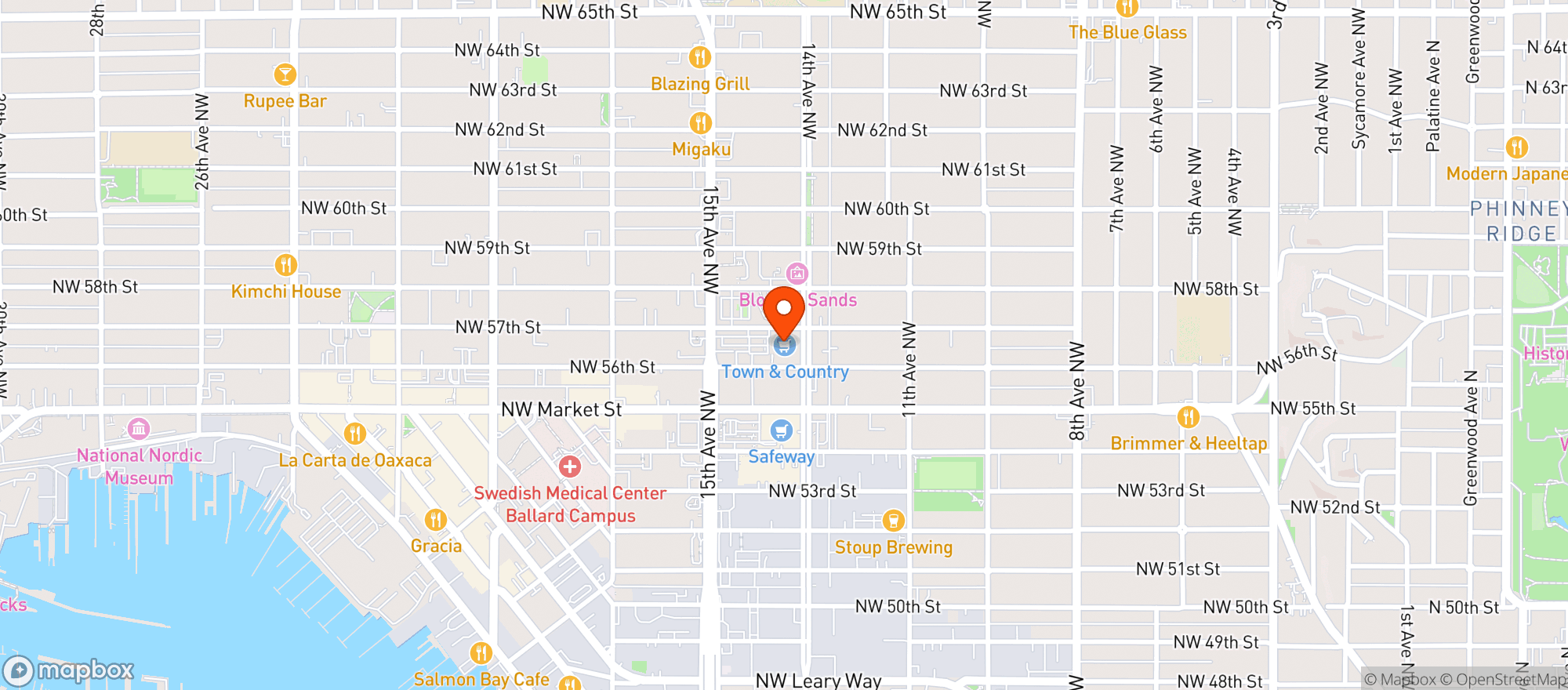 Map showing Town & Country | Ballard Market