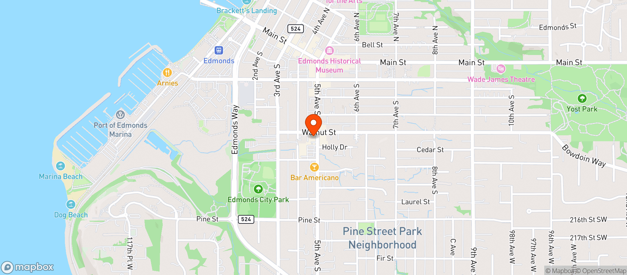 Map showing Walnut Street Coffee