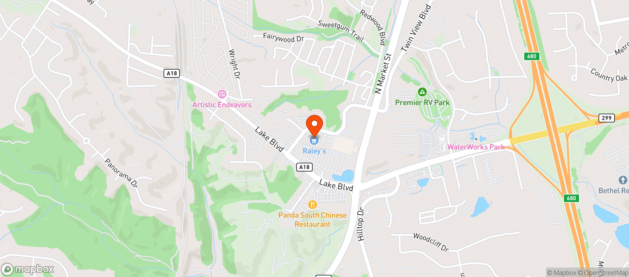 Map showing Raleys (Redding - Lake Blvd) - 002500248