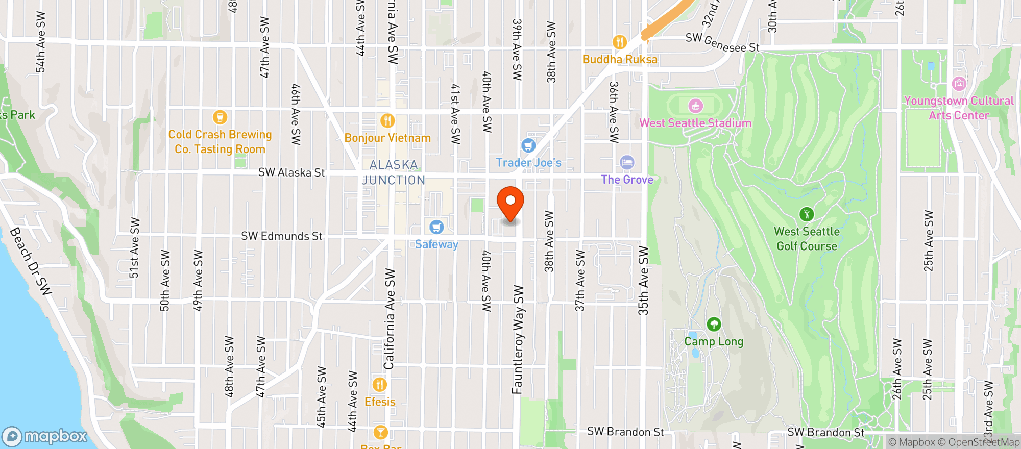Map showing Whole Foods Market - West Seattle