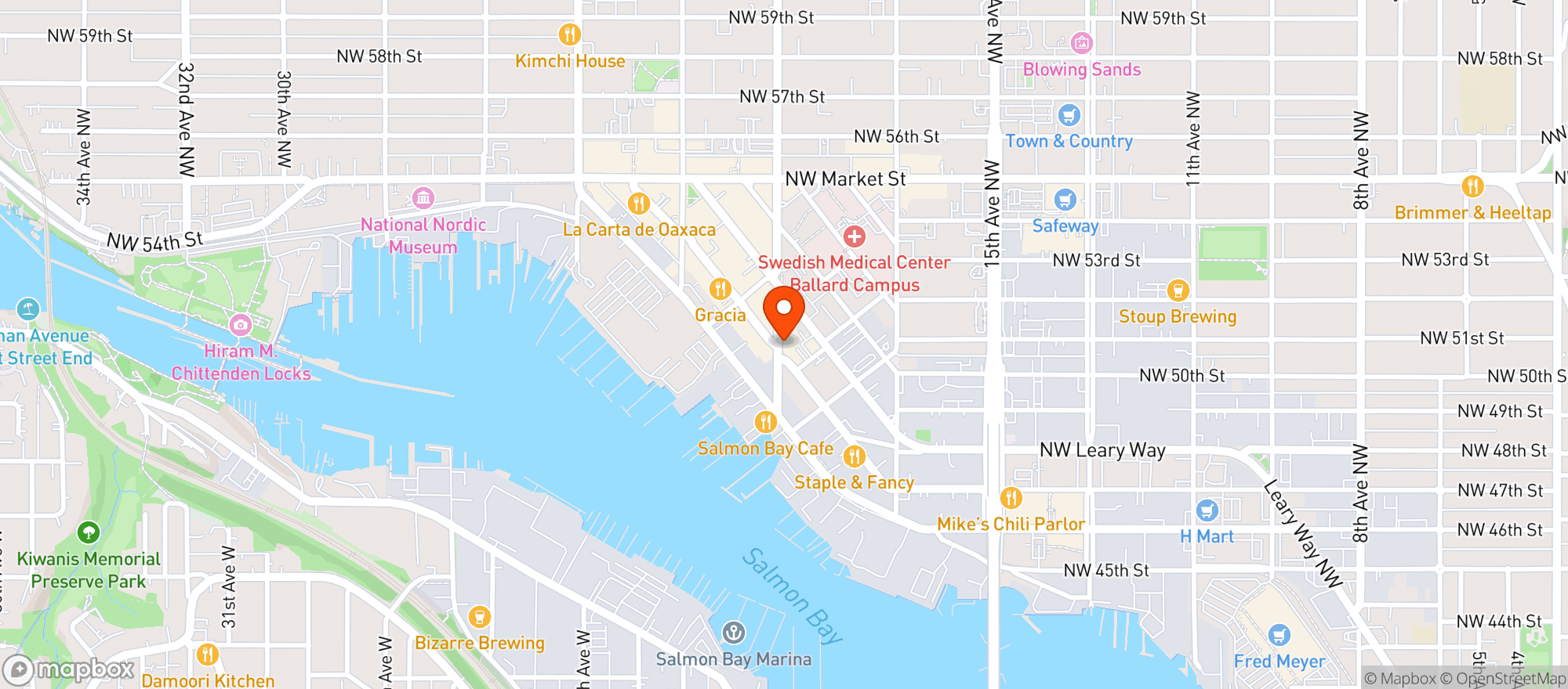 Map showing Homage Coffee