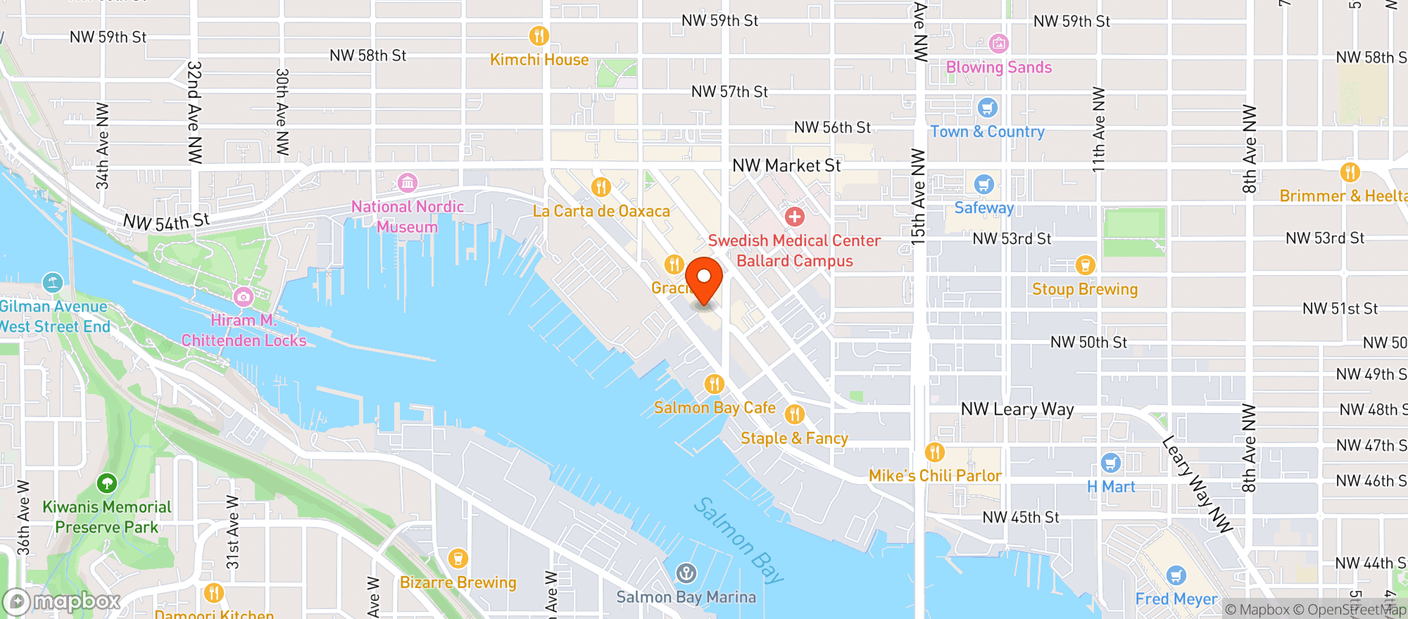 Map showing Tractor Tavern