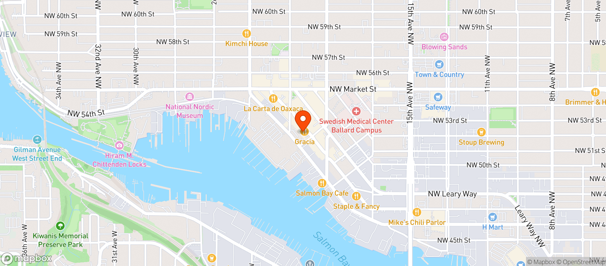 Map showing Gracia Seattle