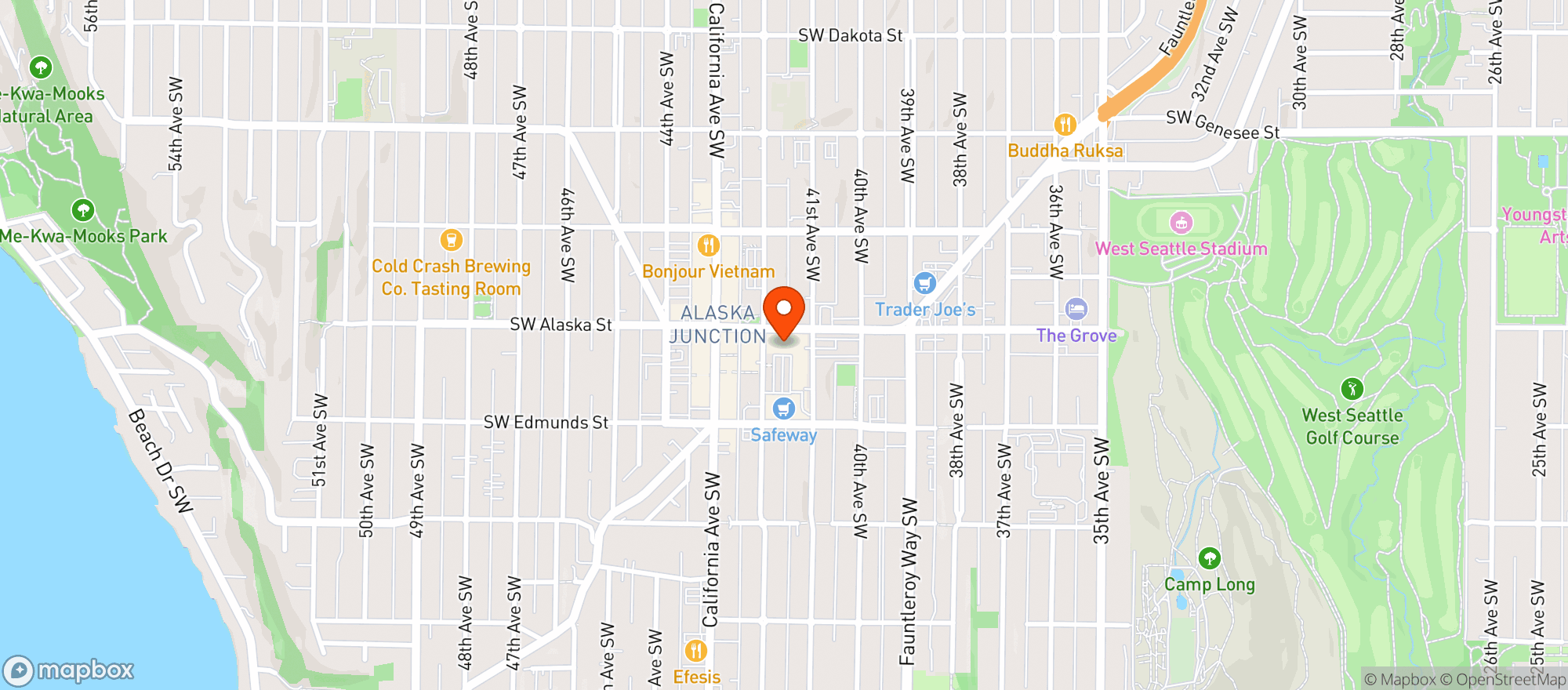 Map showing West Seattle Liquor & Wine