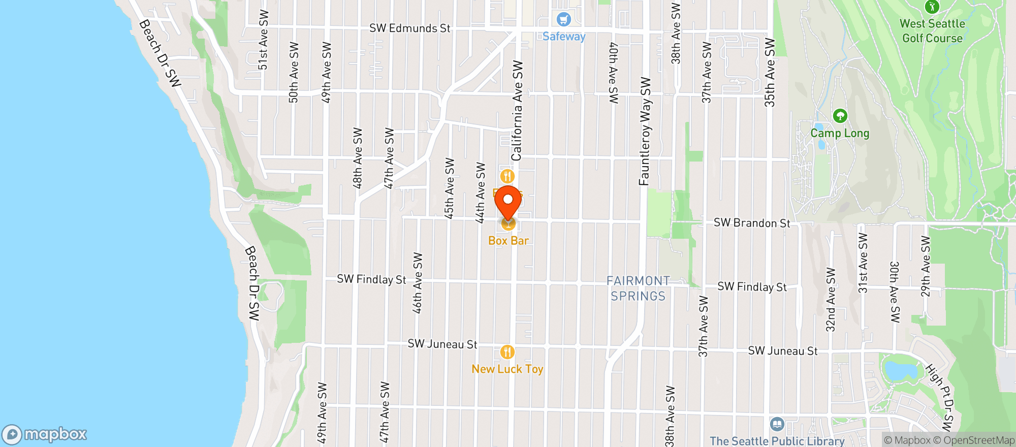 Map showing The Box