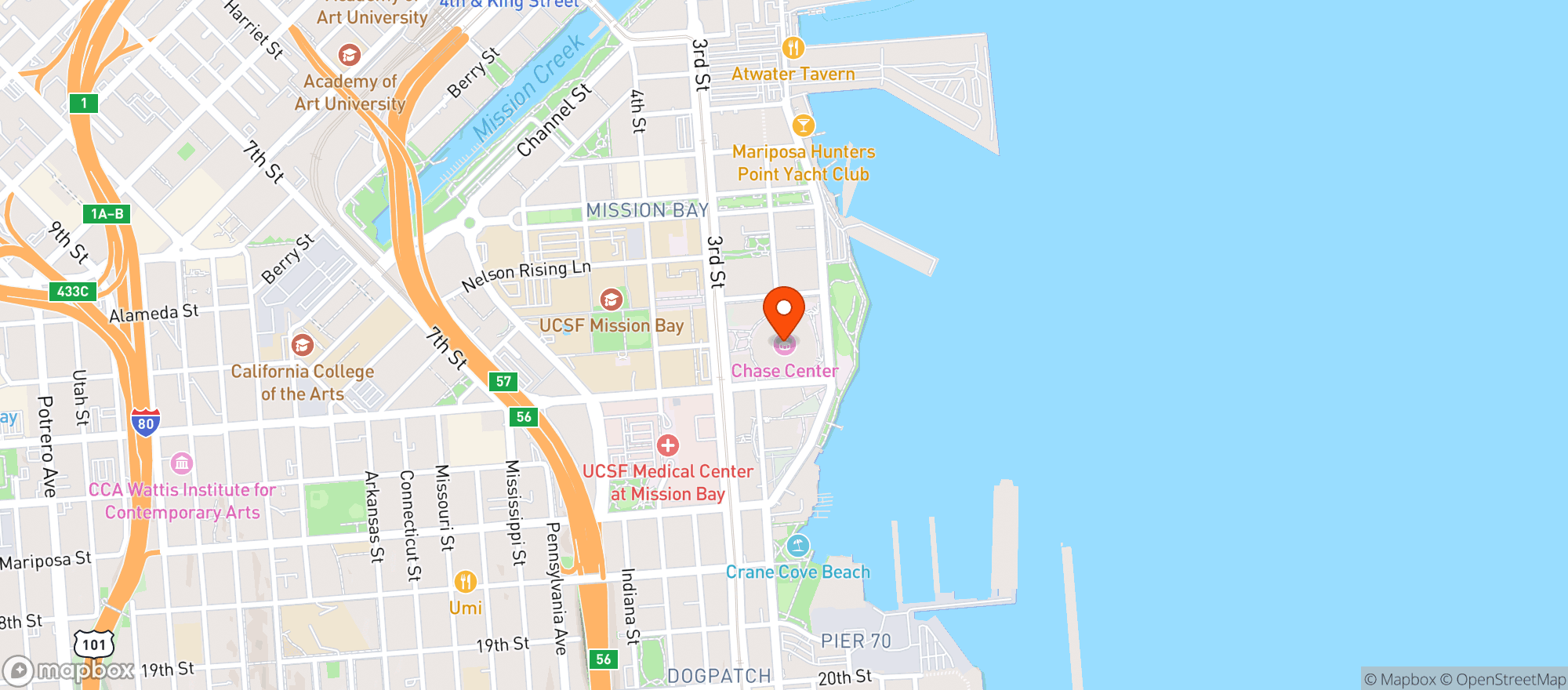 Map showing Bon Appetit At The Chase Center