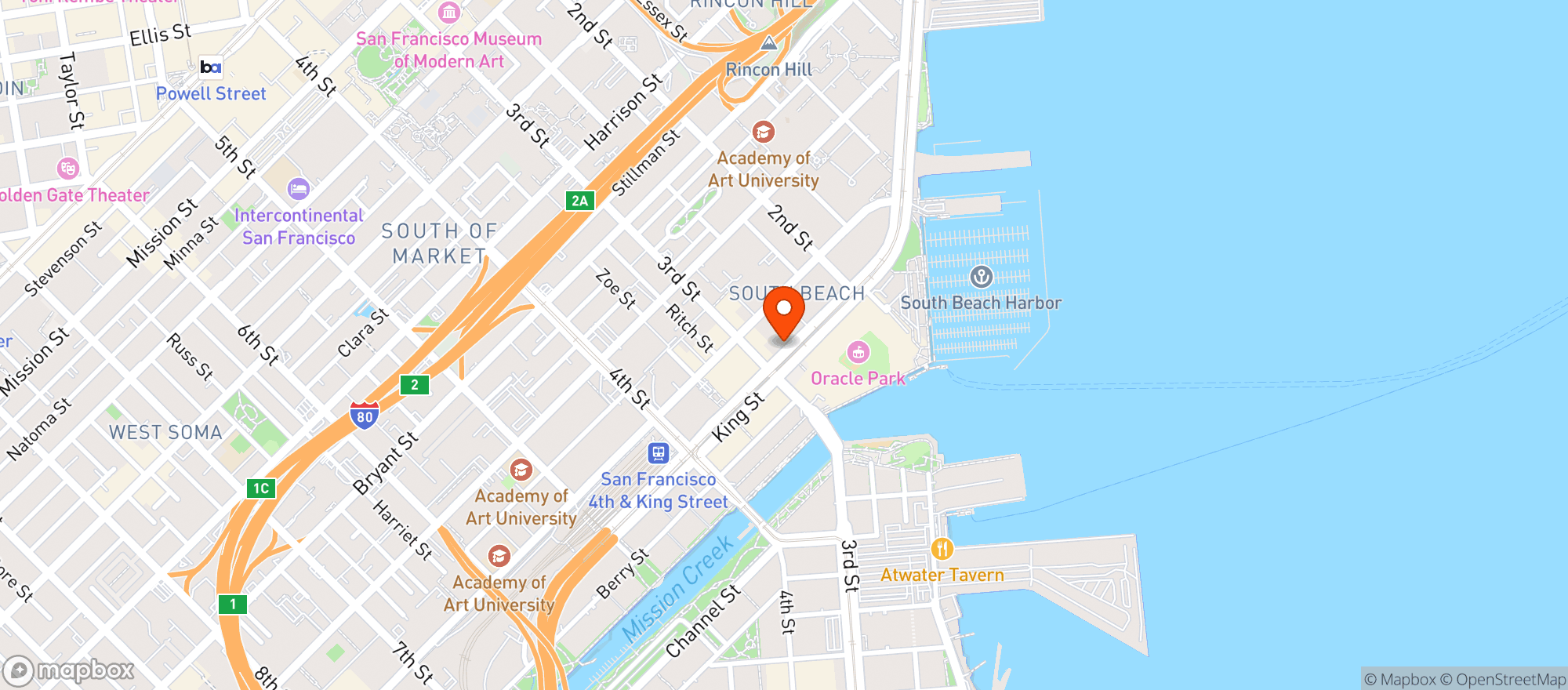 Map showing Bravado Italian Coffee Bar