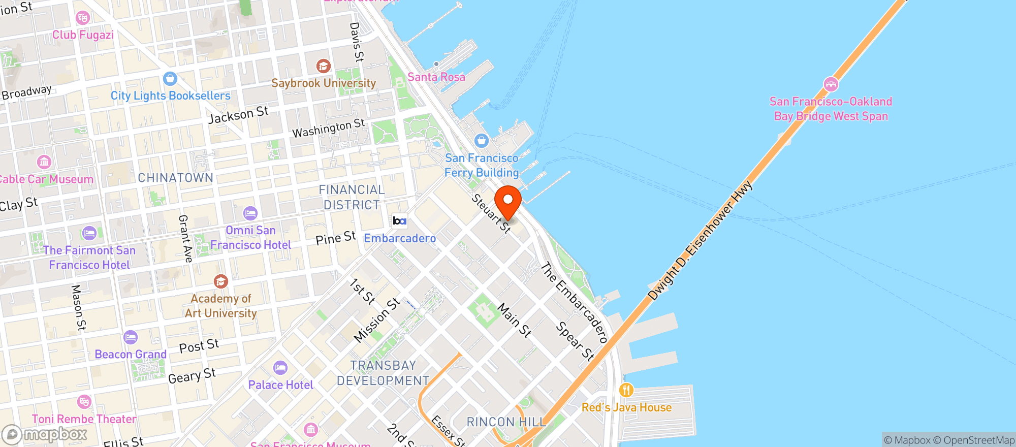 Map showing Perry's Embarcadero
