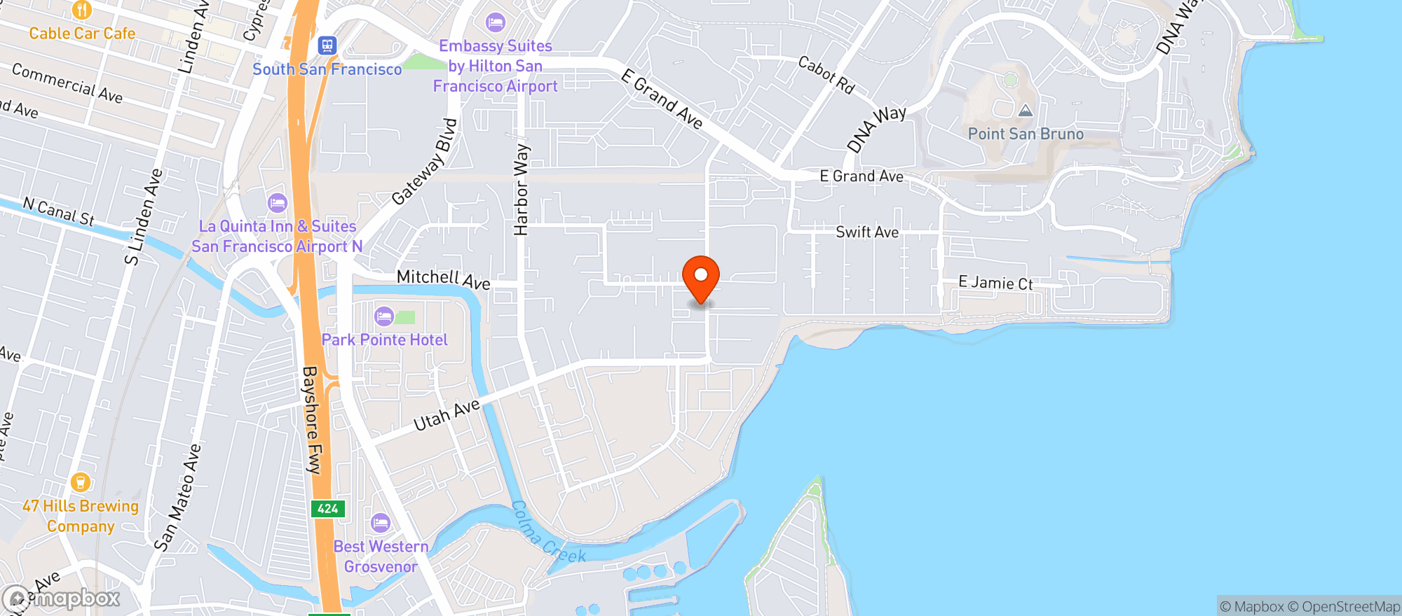 Map showing Eaze Depot - Element 7 - South San Francisco