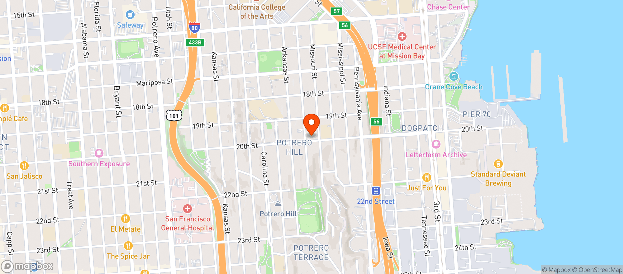 Map showing Good Life Grocery 20
