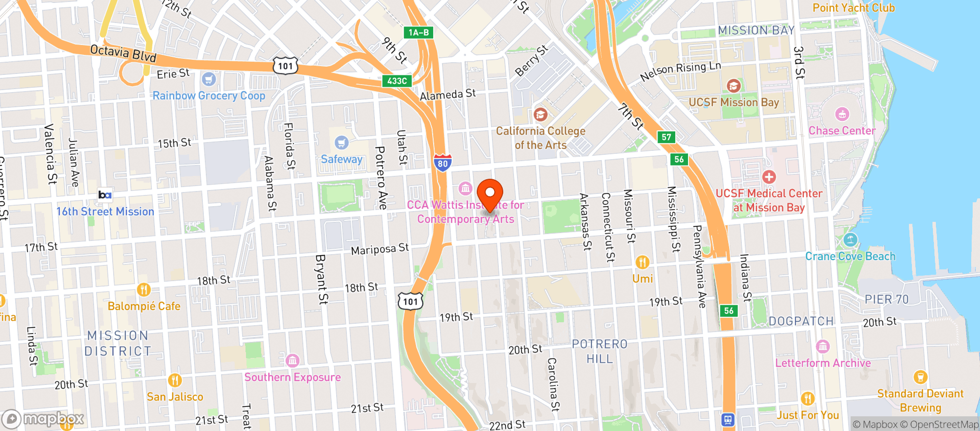 Map showing Whole Foods Market - Potrero Hill
