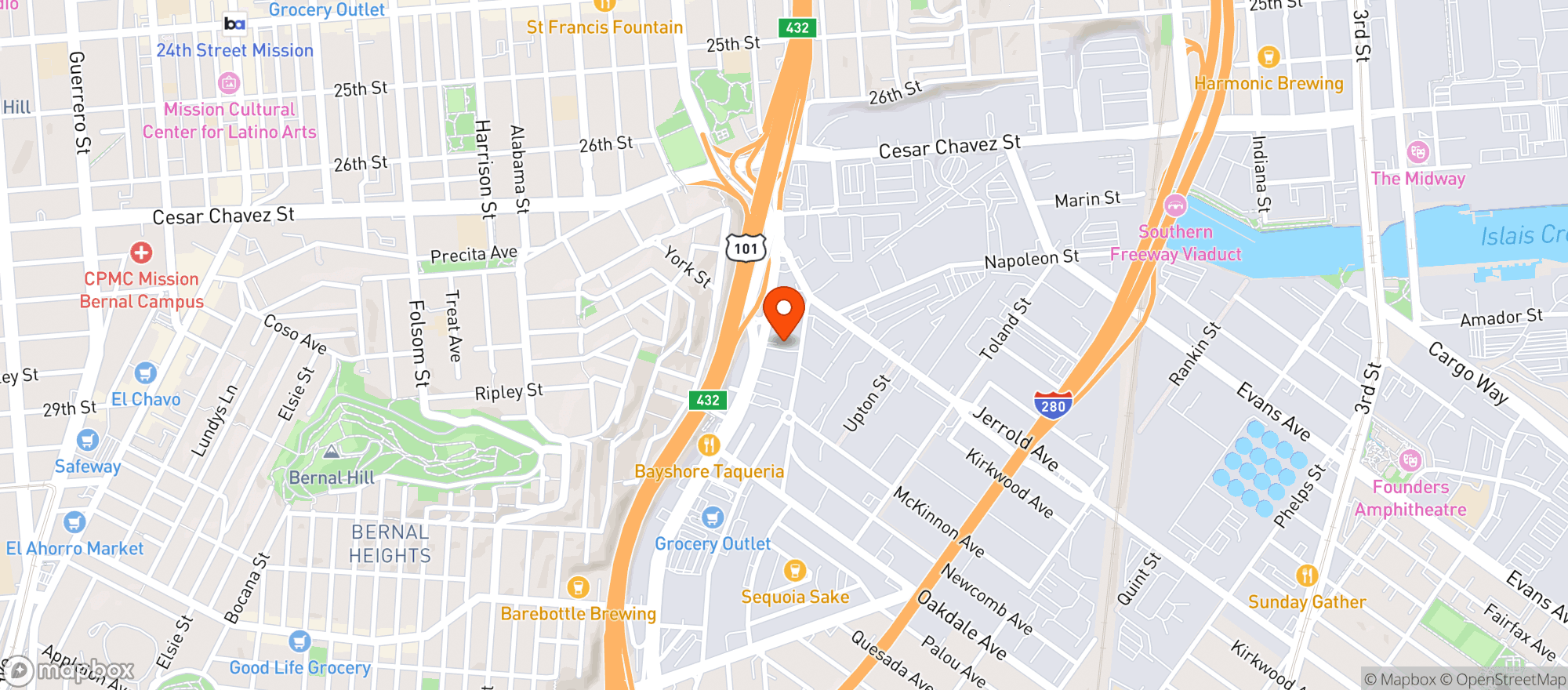 Map showing BevMo