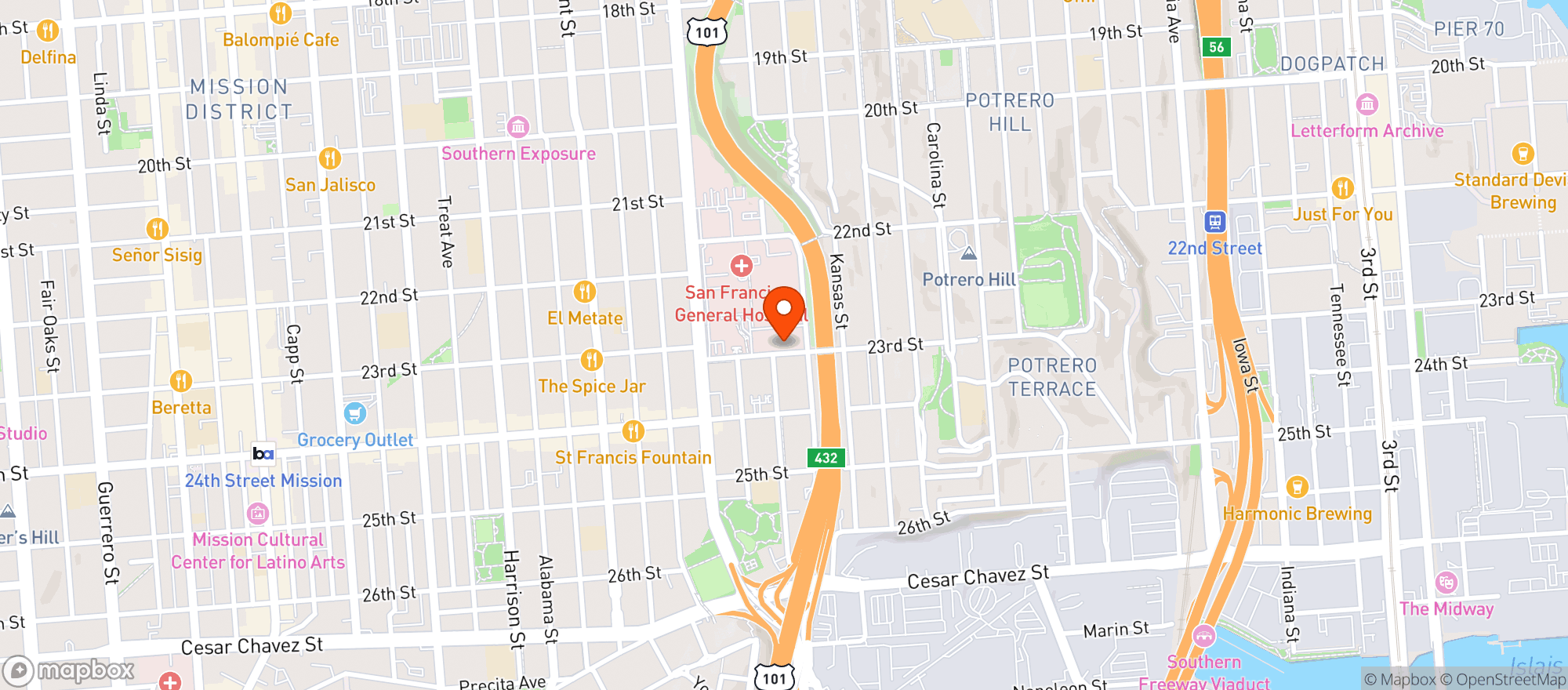 Map showing L&L Deli