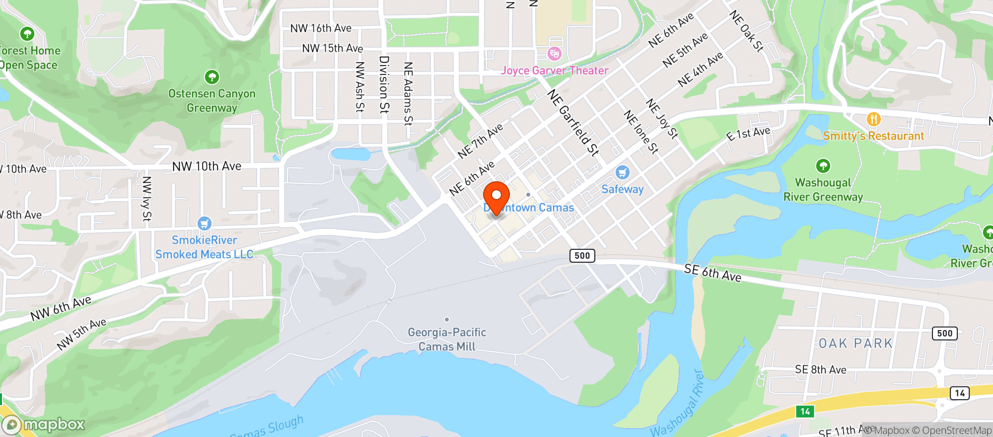Map showing Camas Antiques