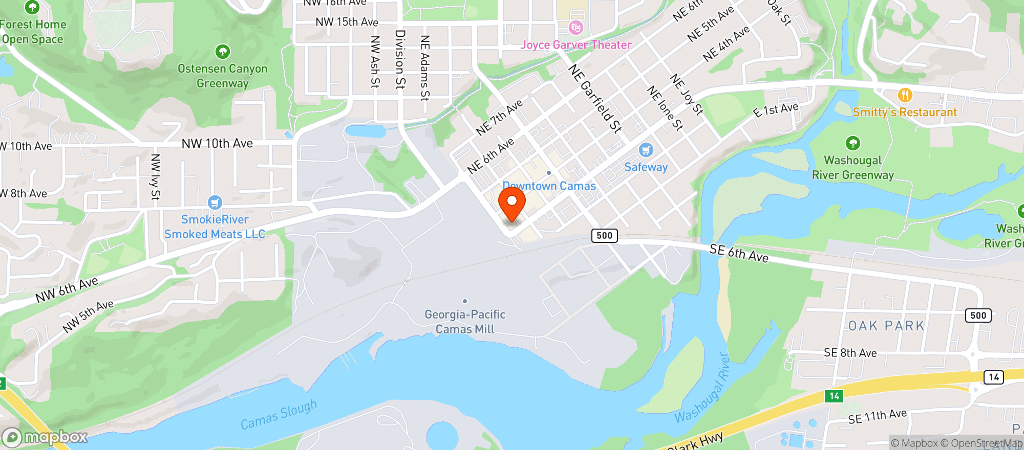Map showing Adams St Bar & Grill