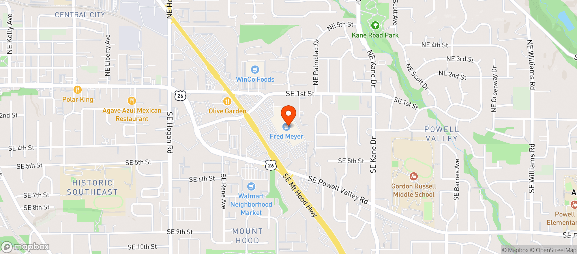 Map showing Fred Meyer
