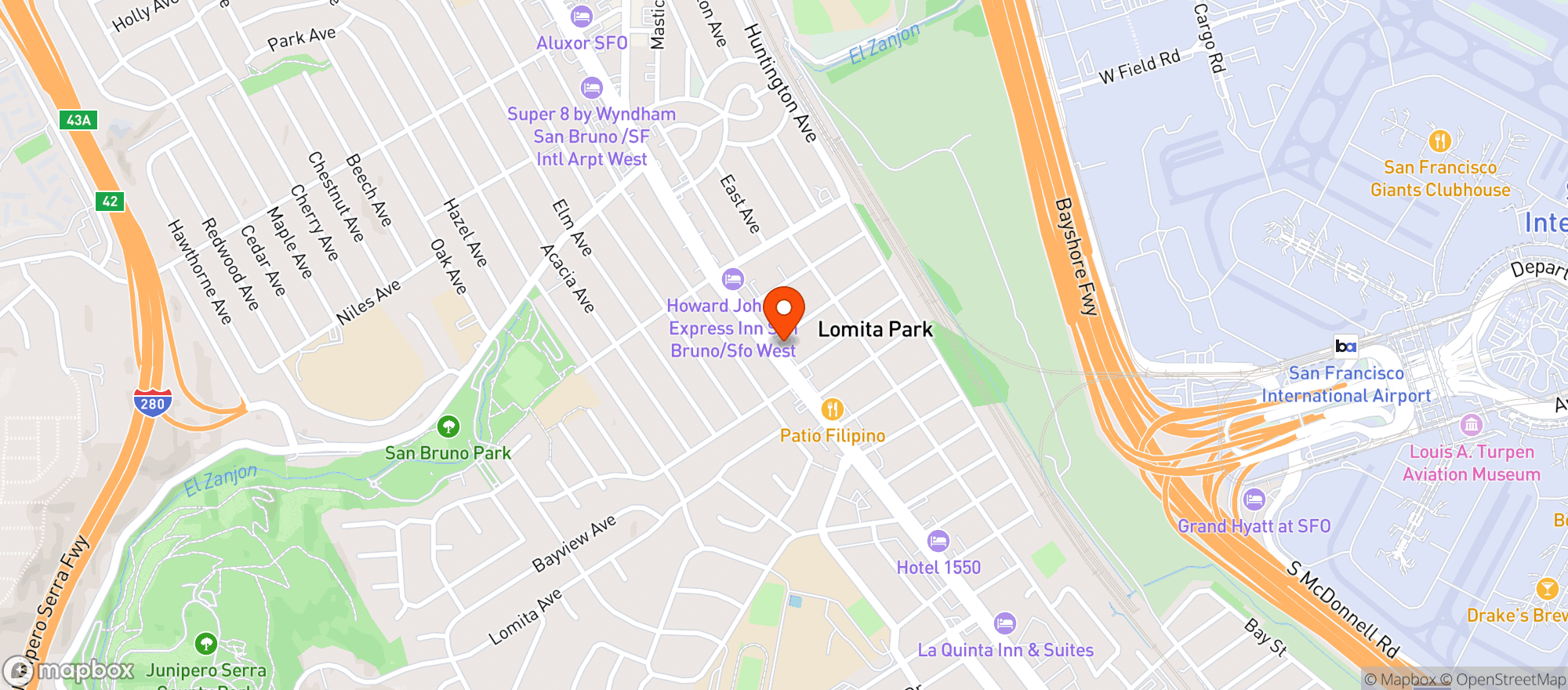 Map showing EMBARC SAN BRUNO