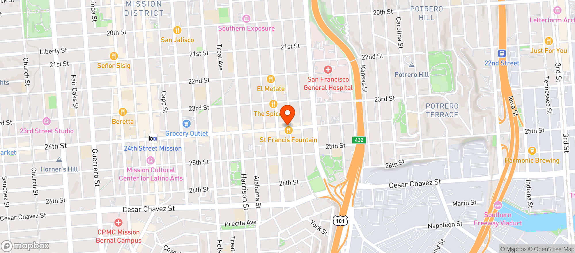 Map showing Pops Bar